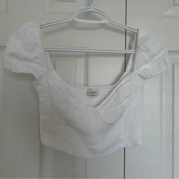 COPY - NWOT Aritzia Wilfred white novella cap sleeve bustier blouse(size XS) - Picture 3 of 6
